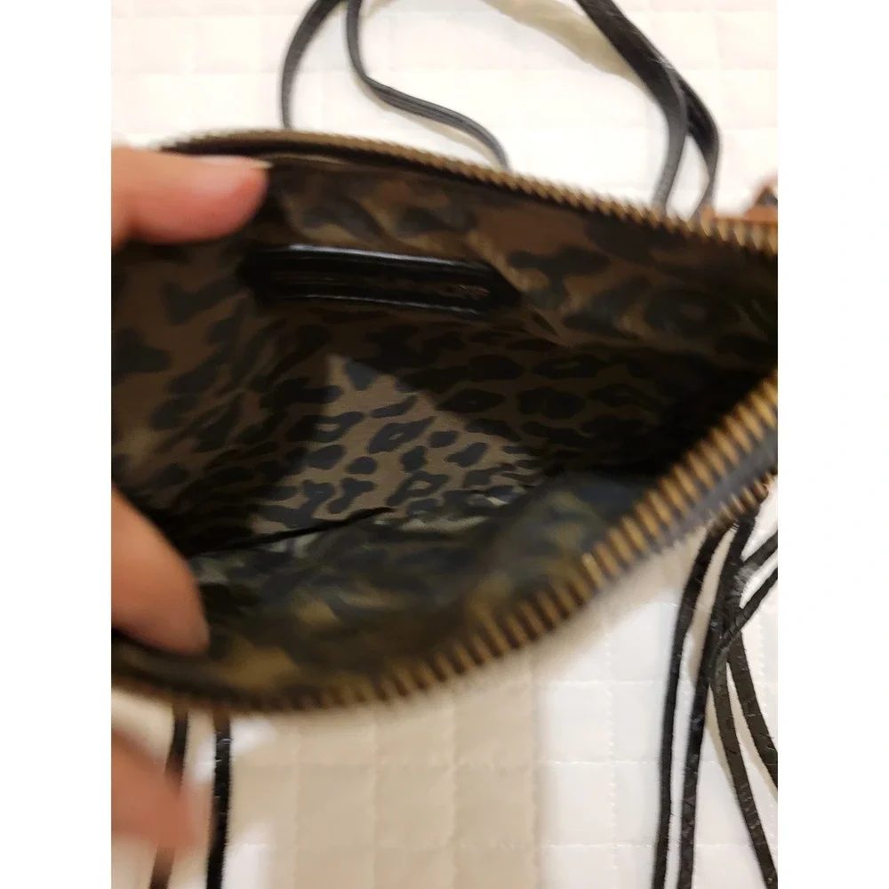 Rebecca Minkoff 3-Zipper Black Snake Embossed Crossbody Leather Bag Moto Goth